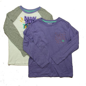 Mightly Girls White | Purple Gray Long Sleeve T-Shirt size: 8 Years